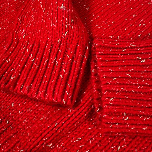 American Eagle Sweater Red Metallic Crew Neck Winter Vintage Boyfriend Womens L - Picture 12 of 13